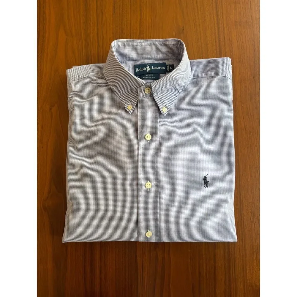 Polo Ralph Lauren Men's Blake Classic Blue Gingham Button-Down Shirt - Size L